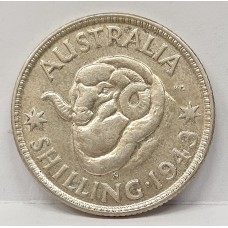 AUSTRALIA 1943 . ONE 1 SHILLING . VARIETY . 'S' OVER 'D'